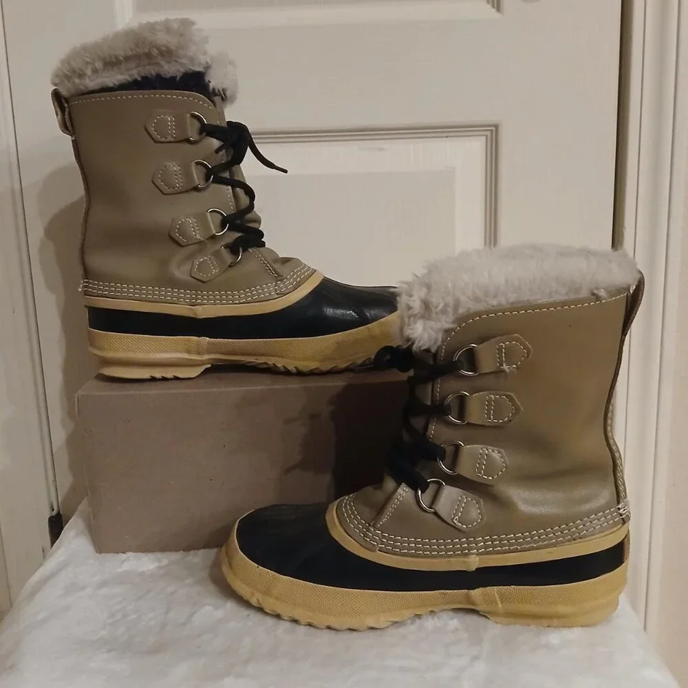 Vintage Manitou Sorel wool insulated insert snow boots Men's Sz 9